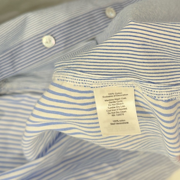 Vineyard Vines Blue White Stripe Mix Cotton Button Up Shirt Size 6 Preppy Classi - Picture 11 of 11